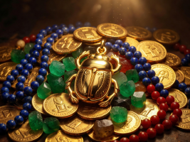 Golden scarab amulet jewelry and treasures